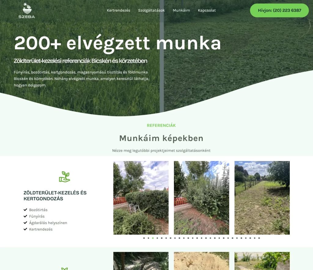 új weboldal készítés zöldterület kezelőnek